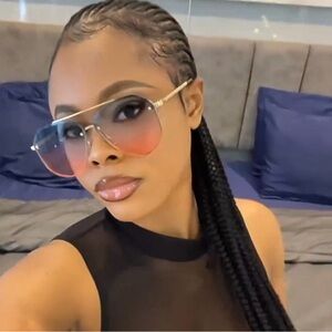 Pink & Grey Irregular Square Gold Rim Sunglassess